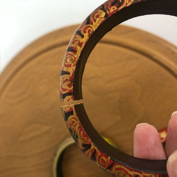 vtg handpainted light weight wooden bangles tropical summer bohemian colorful - Picture 2 of 7